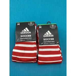 2 Pair Adidas Team Speed OTC Soccer Socks Red White NEW Mens - M
